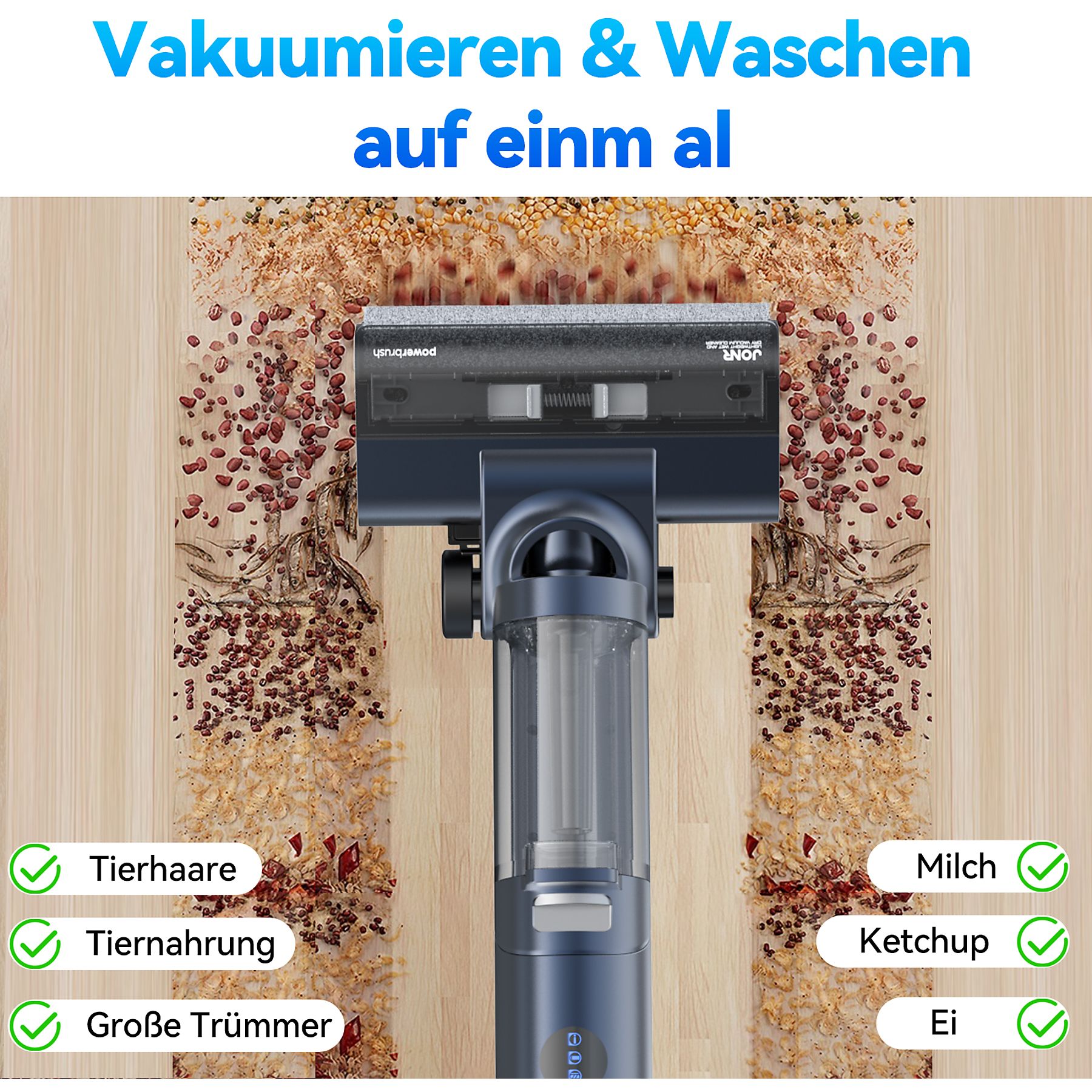 JONR ED12 Pro Nass Trockensauger,Kantenreinigung,9kPa Nass Trockensauger, Blau