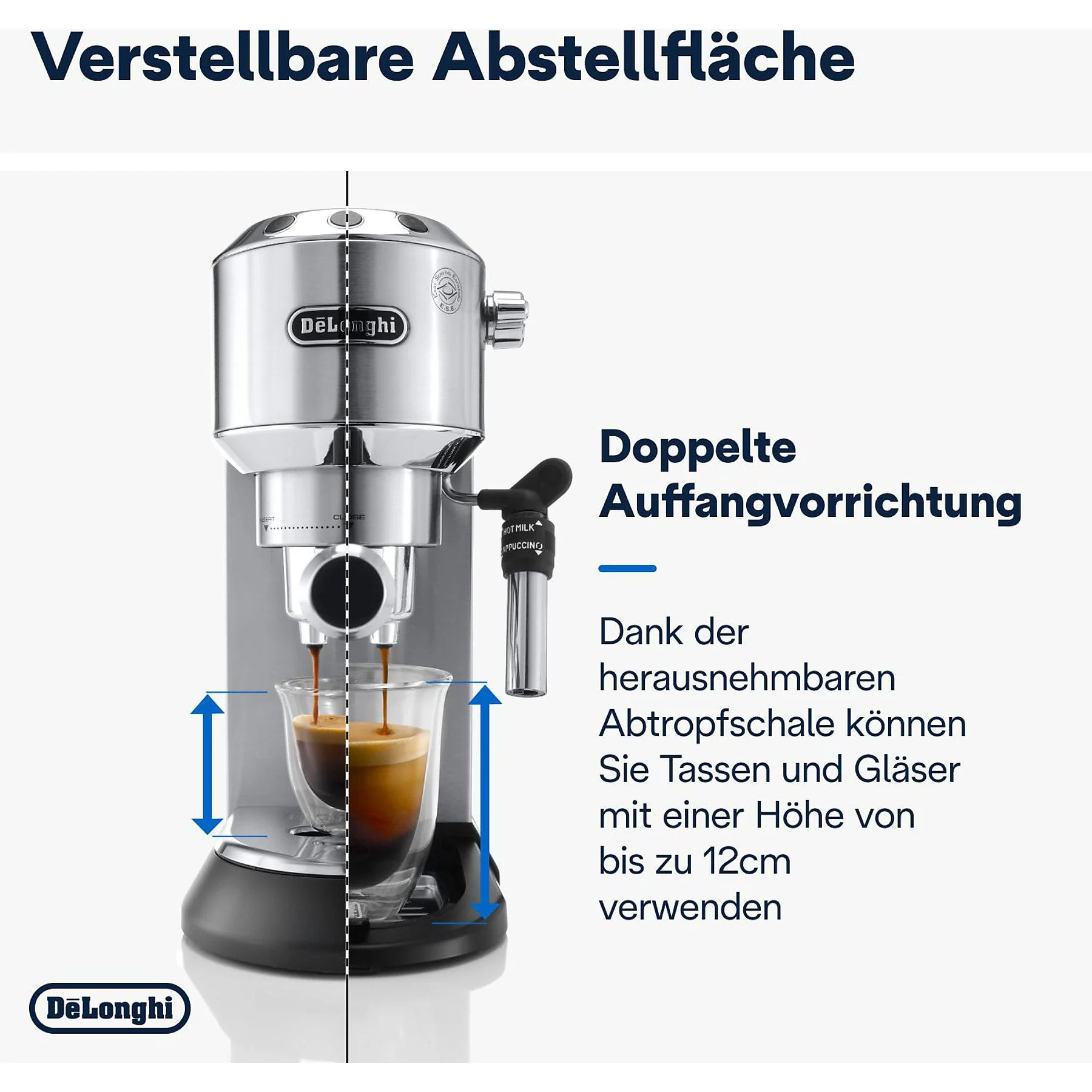 DELONGHI Dedica Style EC685.M - Professionelle Milchaufschäumung und schmales Design, Siebträger Espressomaschine Silber Matt