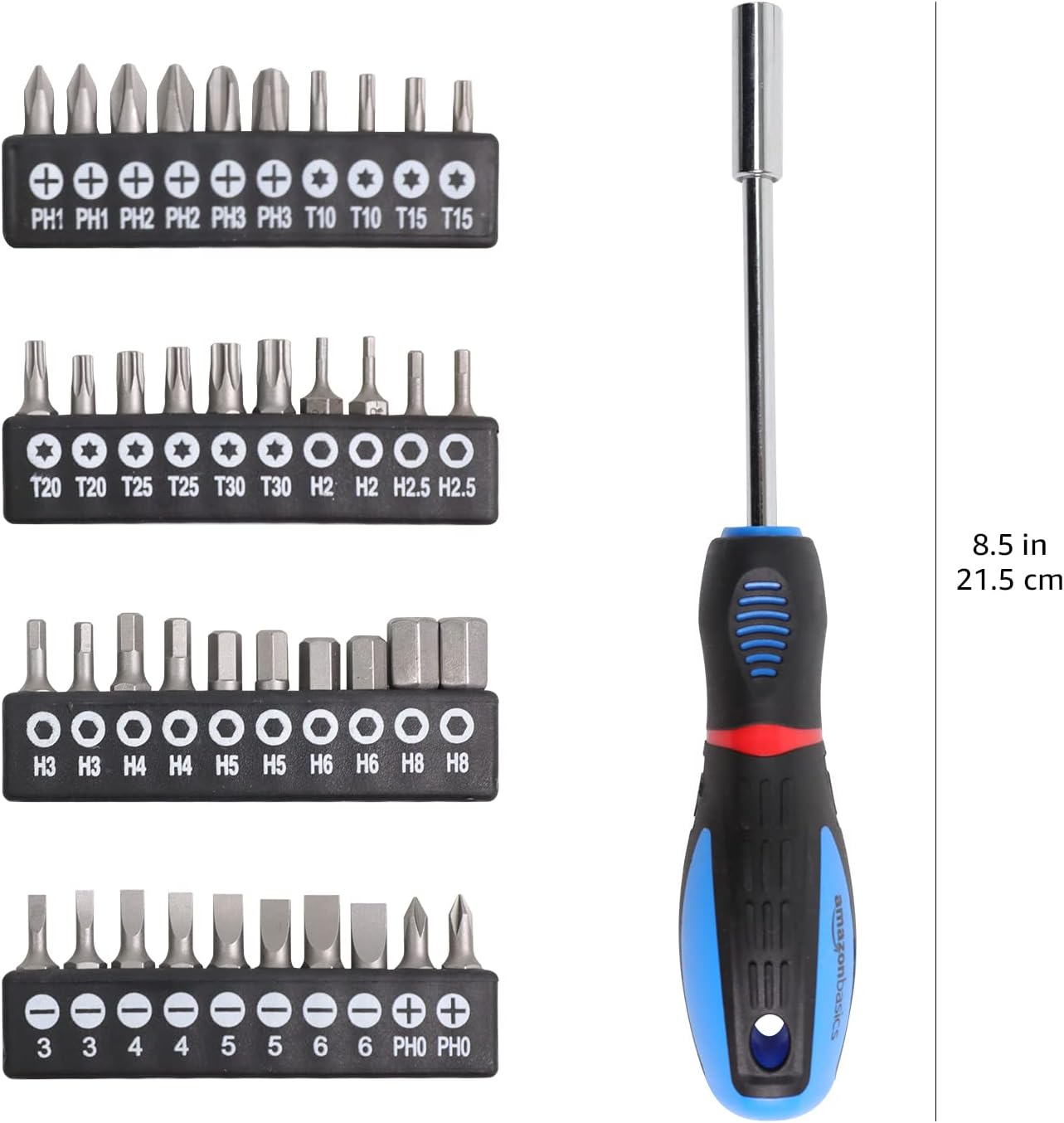 Amazon Basics 58 Piece Precision Slotted Phillips Torx Screwdriver Set - Black