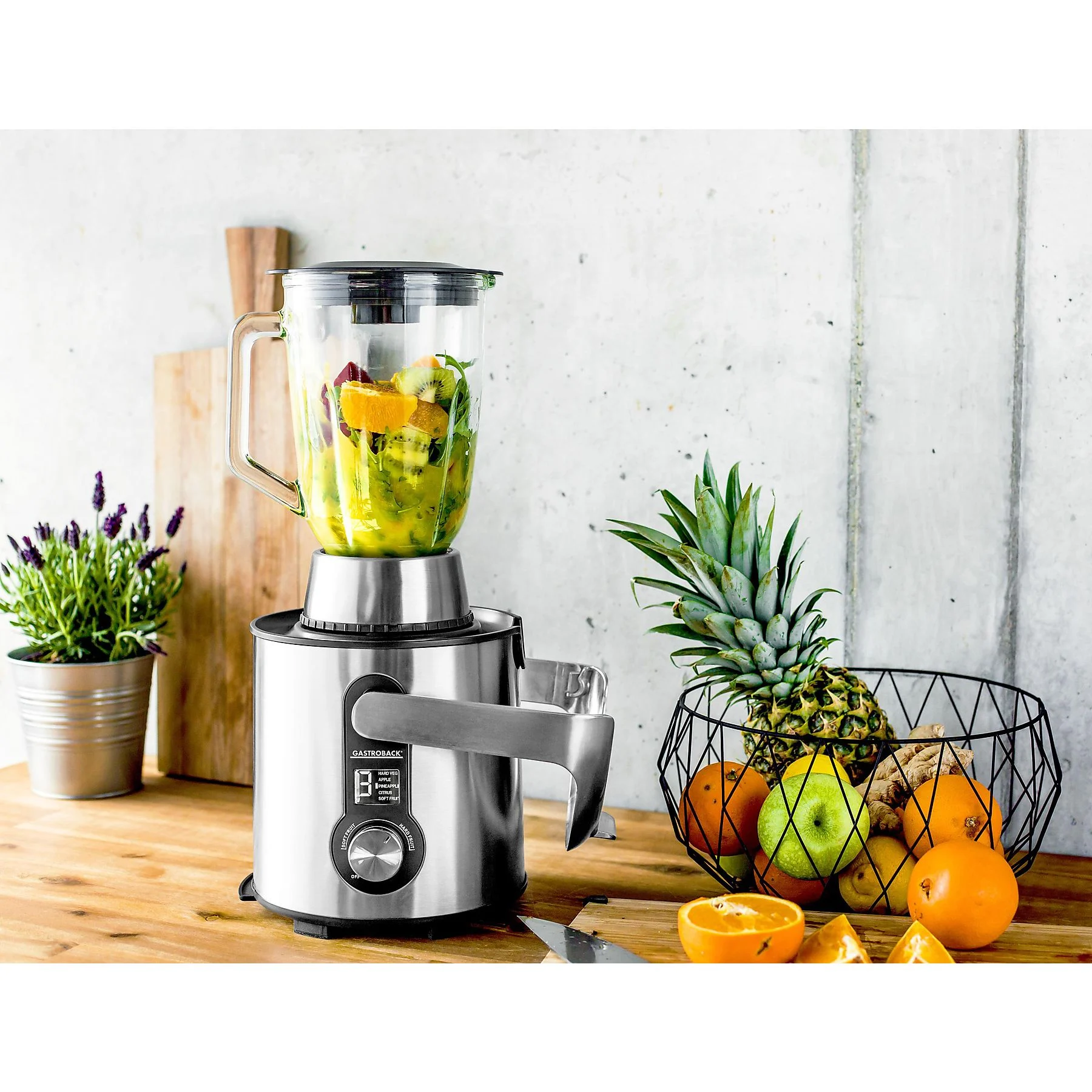 GASTROBACK 40153 Design Multijuicer Digital Pro Entsafter 1300 Watt, Silber