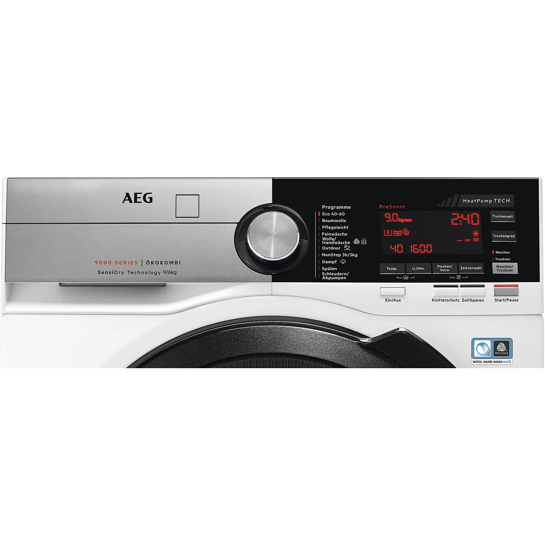 AEG L9WEF80690 Serie 9000 mit SensiDry Wärmepumpen-Technologie Waschtrockner (9 kg / 6 kg, 1551 U/Min.)